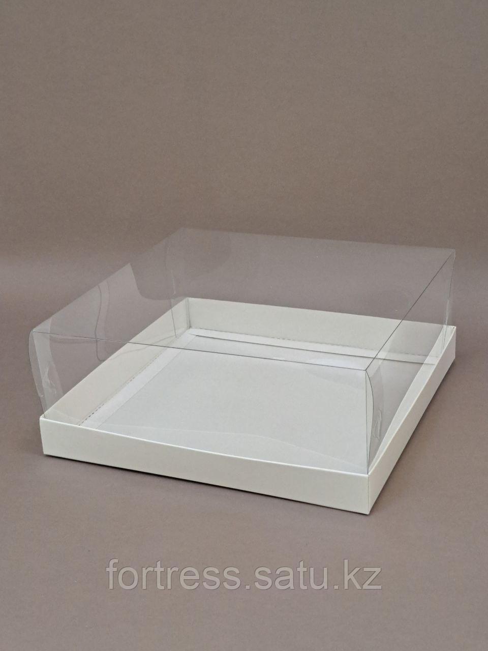 Коробка 29*29*11см с прозрачной крышкой, дно белое - фото 1 - id-p85010255