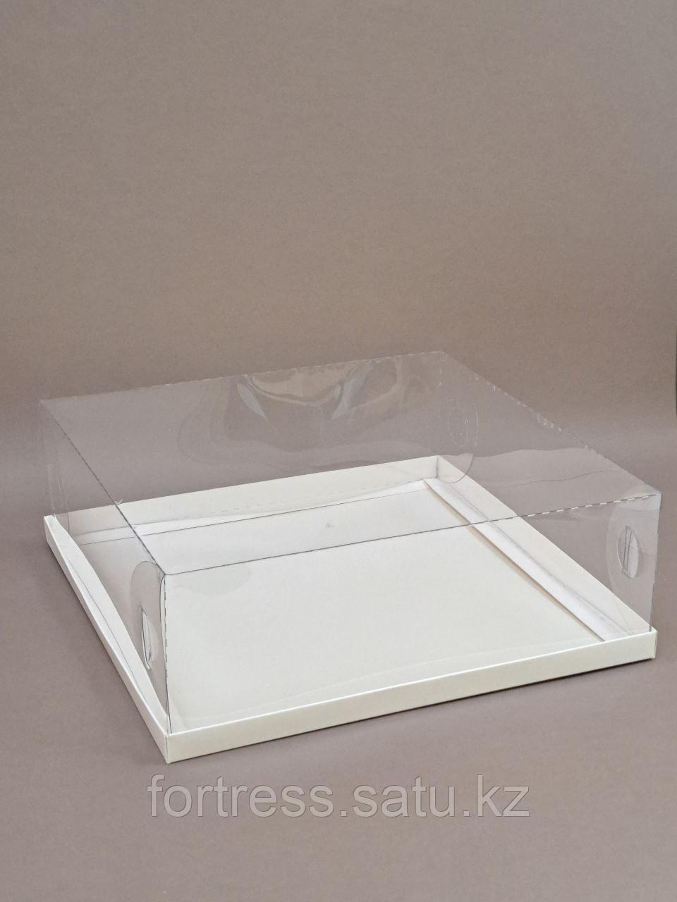 Коробка 25*25*10см с прозрачной крышкой, дно белое - фото 1 - id-p105095659