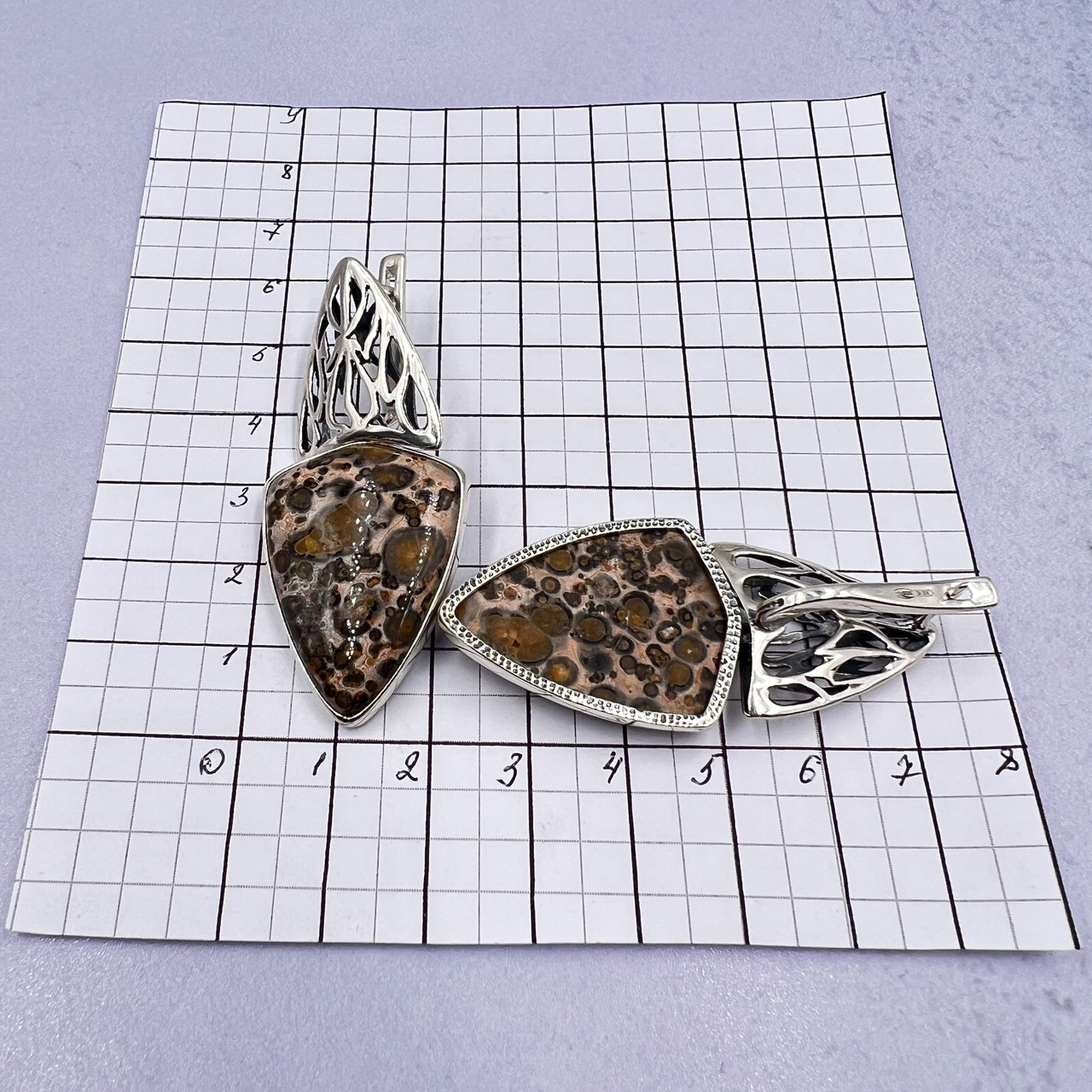 Комплект из серебра с леопардовой яшмой - фото 8 - id-p108532735