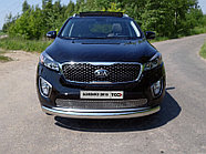 Защита передняя нижняя (овальная) 75х42 мм ТСС для Kia Sorento Prime 2015-2018