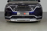 Защита передняя нижняя (овальная с ДХО) 75х42 мм ТСС для Kia Carnival (2WD) 2.2D 2021-