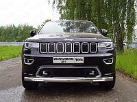 Защита передняя (овальная длинная (с ДХО) 75х42 мм ТСС для Jeep Grand Cherokee 2017-