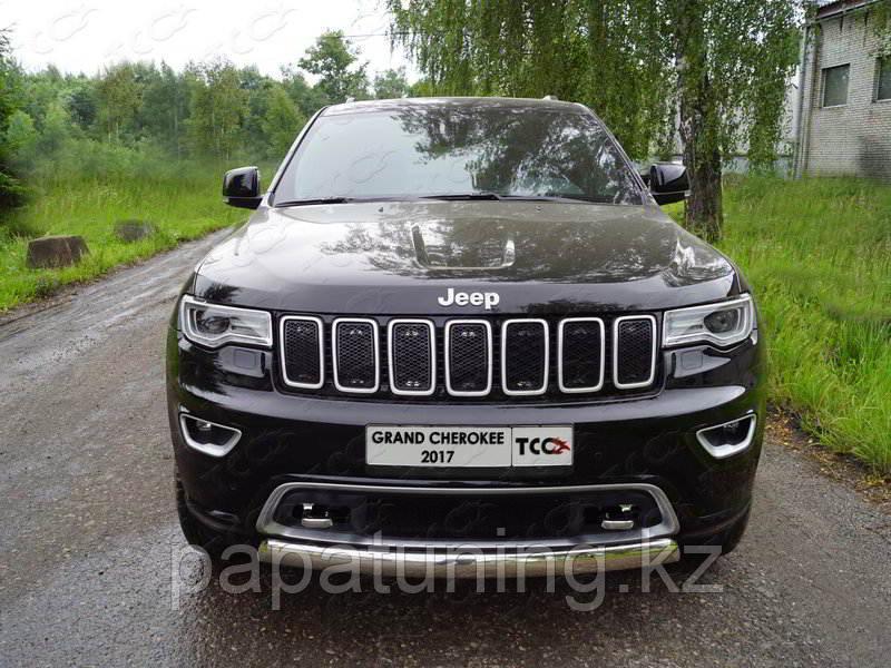 Защита передняя (овальная короткая) 75х42 мм ТСС для Jeep Grand Cherokee 2017- - фото 3 - id-p108380569