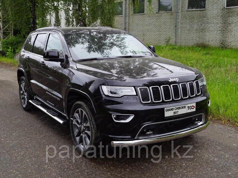 Защита передняя (овальная длинная) 75х42 мм ТСС для Jeep Grand Cherokee 2017-