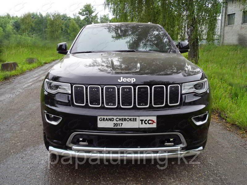 Защита передняя нижняя (двойная) 76,1/42,4 мм ТСС для Jeep Grand Cherokee 2017- - фото 1 - id-p108380564