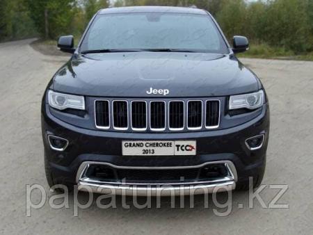 Защита передняя (овальная короткая) 75х42 мм ТСС для Jeep Grand Cherokee 2013-2017 - фото 1 - id-p108380561