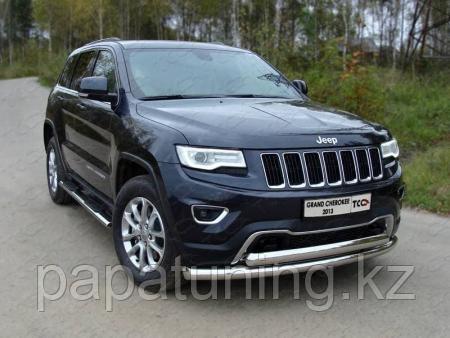 Защита передняя нижняя (двойная) 76,1/75 мм ТСС для Jeep Grand Cherokee 2013-2017