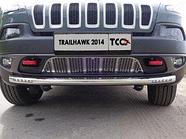 Защита передняя нижняя (с ходовыми огнями) 60,3 мм ТСС для Jeep Cherokee (Trailhawk) 2014-