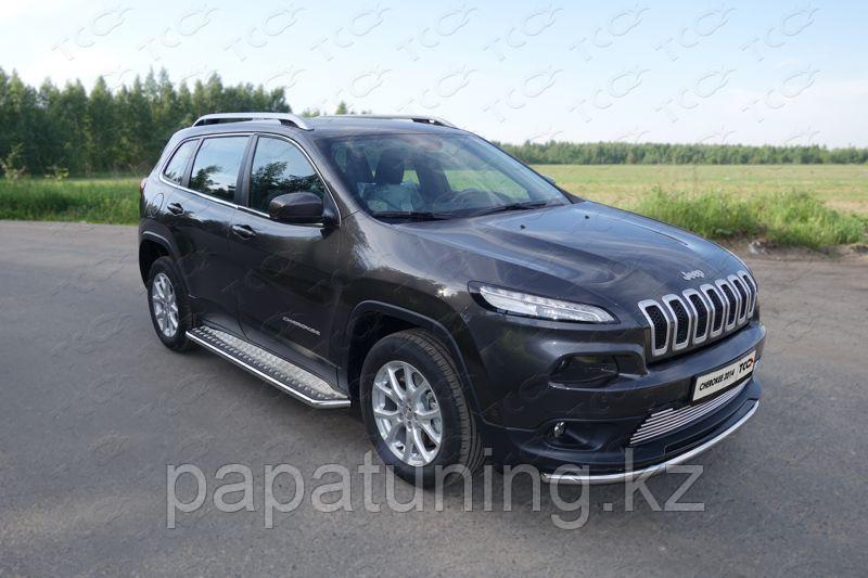 Защита передняя нижняя 60,3 мм ТСС для Jeep Cherokee (Sport, Longitude, Limited) 2014- - фото 1 - id-p108380551