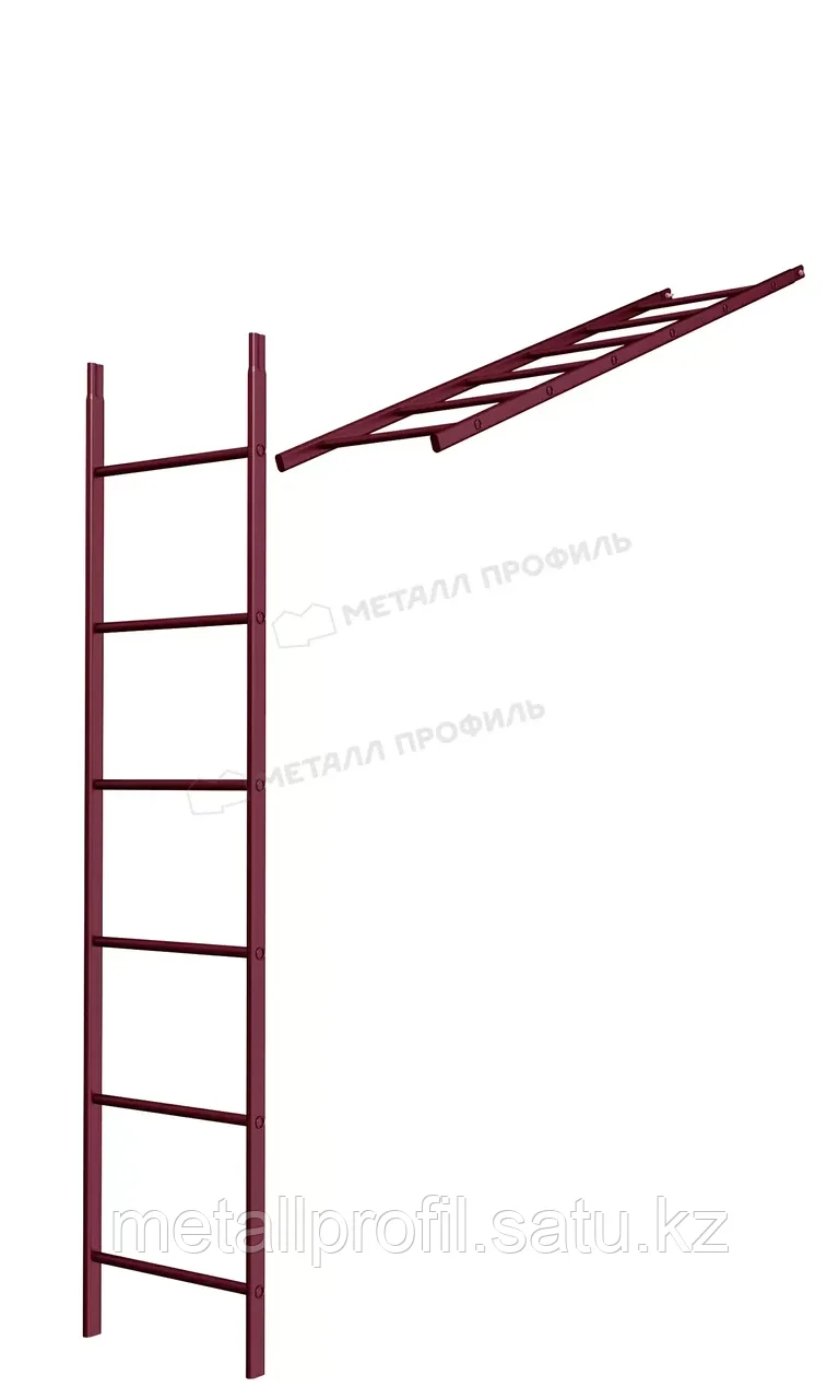 Металл Профиль Лестница кровельная стеновая МП дл. 1860 мм без кронштейнов (3005)_1шт и метизы - фото 1 - id-p108541455
