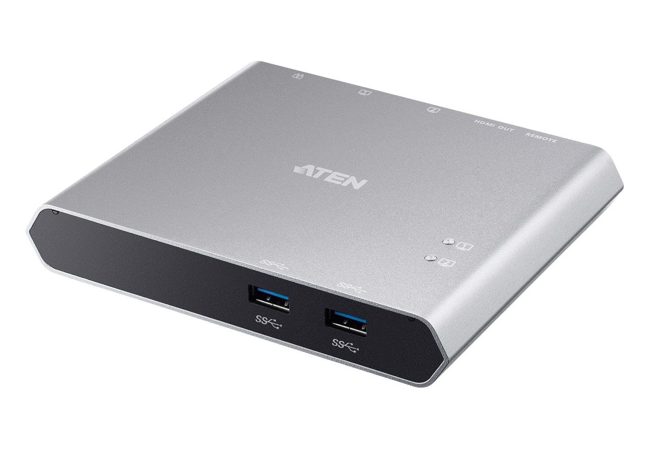 2-портовый 4K HDMI USB-C KVM док-переключатель с функцией сквозной передачи питания US3310 ATEN - фото 1 - id-p108546964