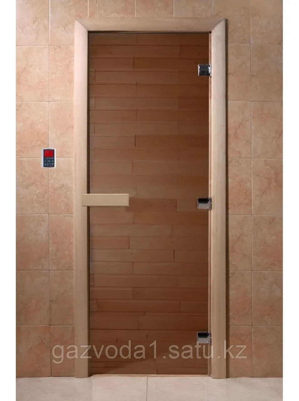 Дверь для бани стеклянная (стекло бронза матовая 8 мм, 3 петли коробка ольха/береза) 1800*700 - фото 1 - id-p108547126