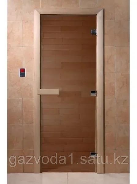 Дверь для бани стеклянная (стекло бронза 8 мм, 3 петли коробка ольха/береза) 1800*700