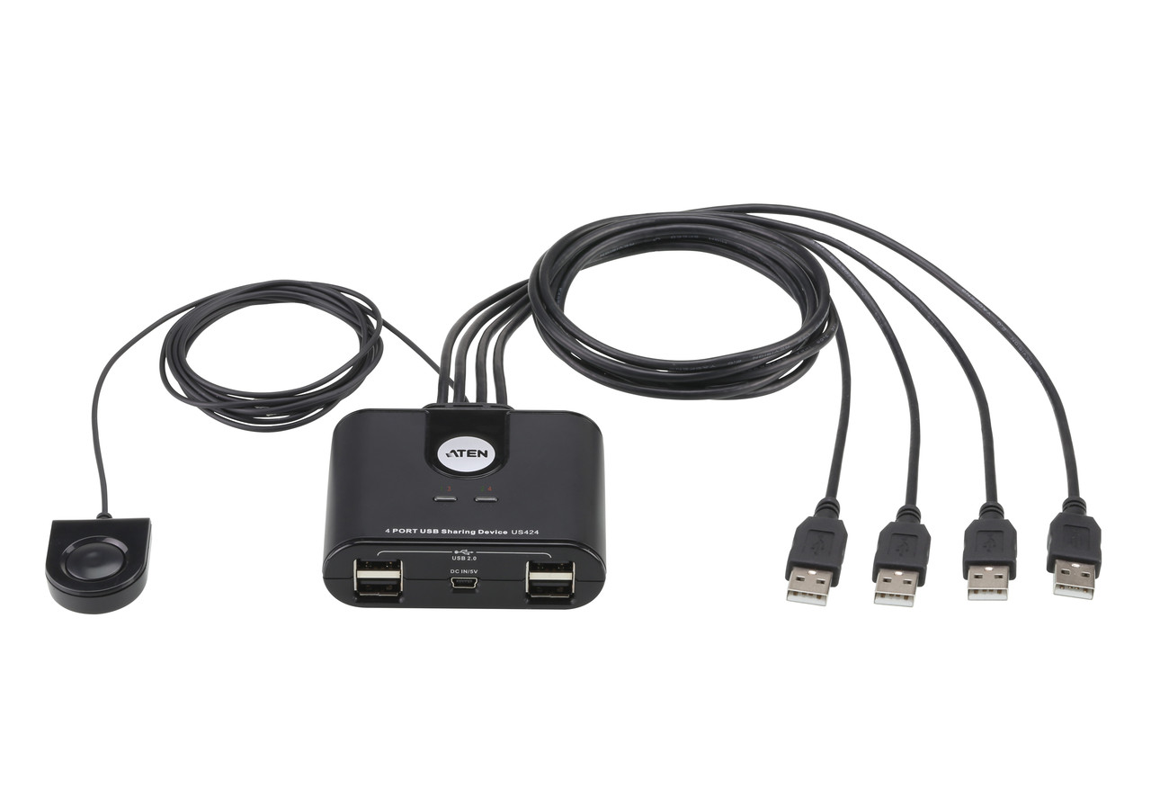 4-портовый USB 2.0 коммутатор для совместного использования 4-х периферийных устройств  US424 ATEN