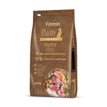 Fitmin Purity RICE PUPPY Lamb&Salmon для щeнкoв с ягненком и лососем, 12кг