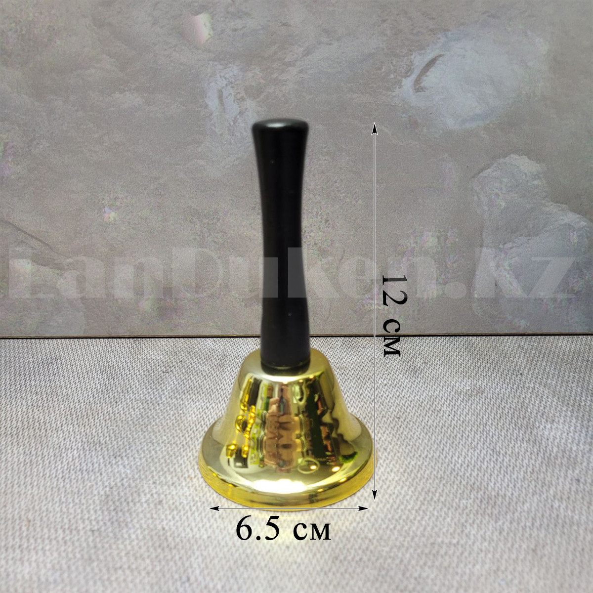 Колокольчик золотистый с деревянной ручкой 12 на 6.5 см - фото 2 - id-p108547521