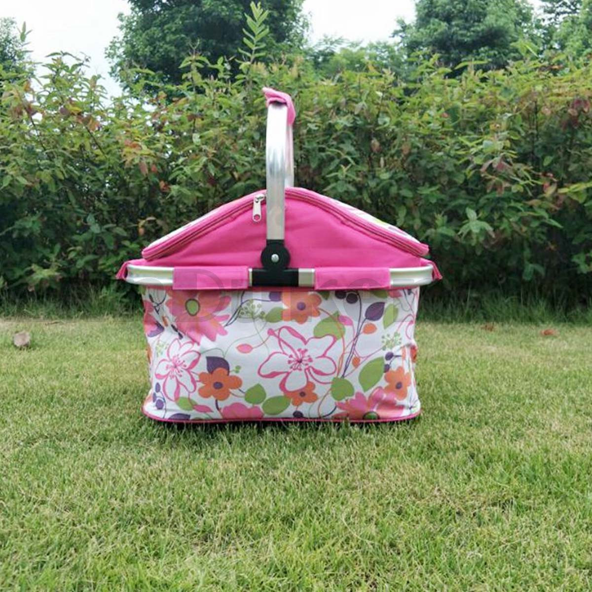 Корзинка для пикника с изогнутой крышкой холодильник ПВХ 43х30х23 розовая - фото 3 - id-p108547228