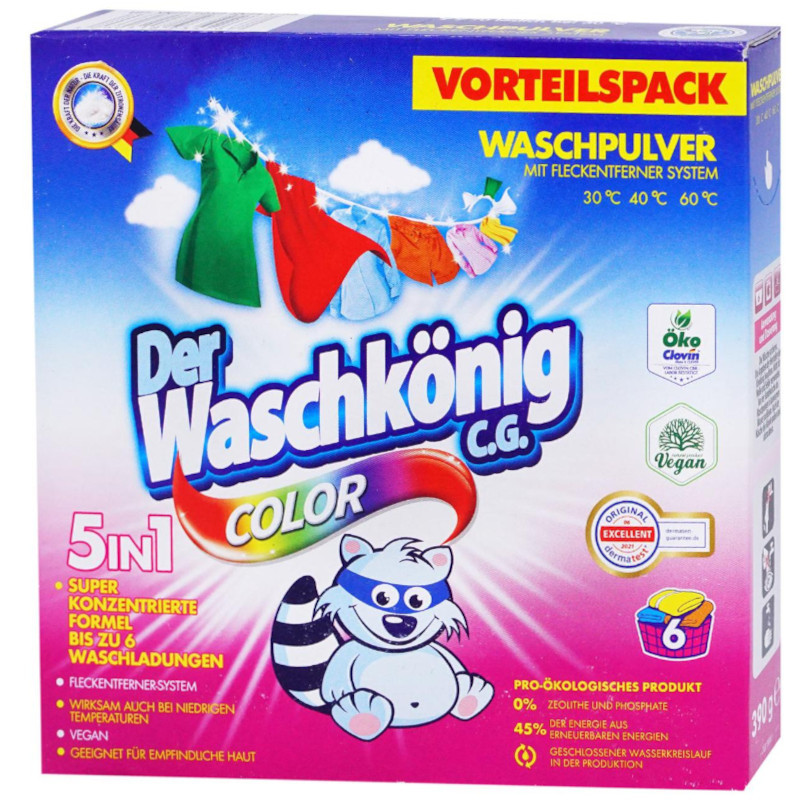 Стиральный порошок для цветного белья Waschkonig Color 6 стирок, 390гр