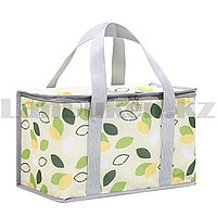 Корзинка-сумка для пикника холодильник ПВХ 35х20х20 желтая с рисунком