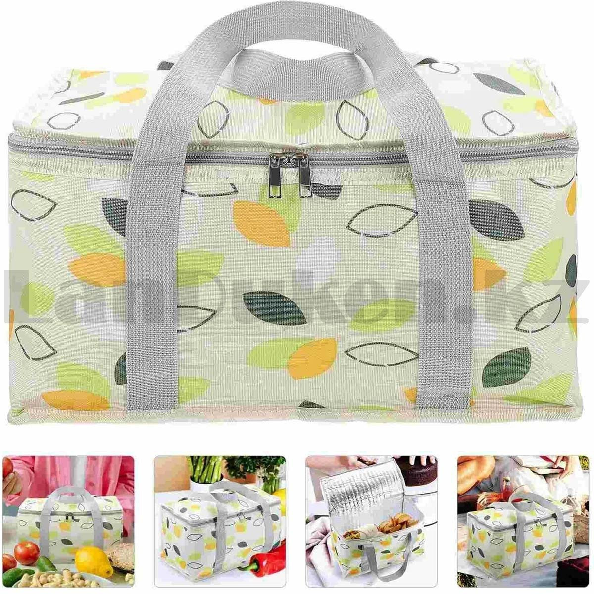 Корзинка-сумка для пикника холодильник ПВХ 35х20х20 желтая с рисунком - фото 4 - id-p108548620