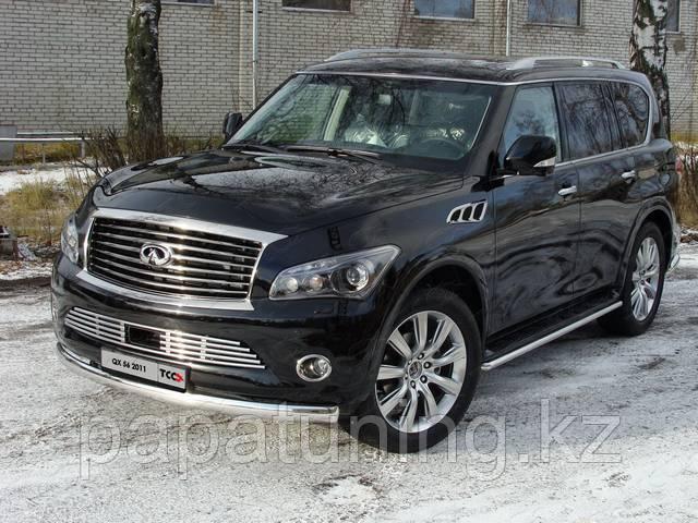 Защита передняя нижняя 75х42 мм ТСС для Infiniti QX 56 2011-2014 - фото 1 - id-p108380523