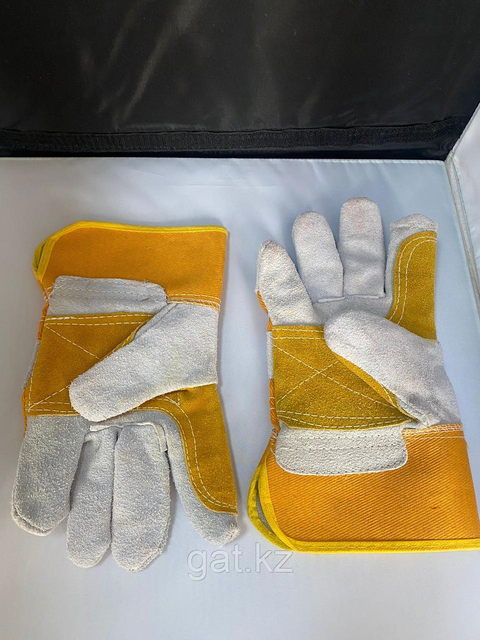 Перчатки рабочие кожа комбинированный,Строительные, рабочие перчатки, рукавицы оптом в Алматы
