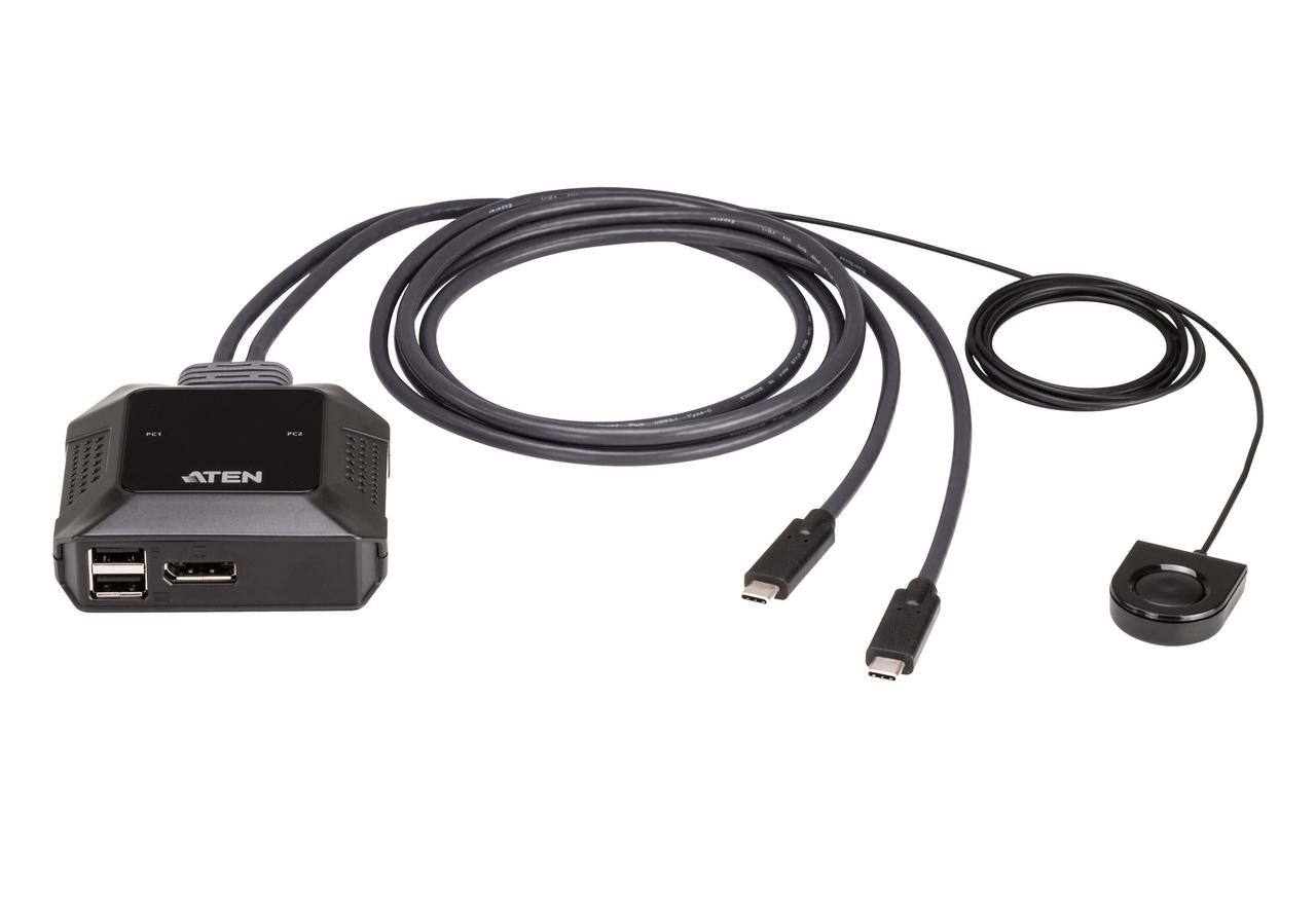 2-портовый USB-C 4K DisplayPort кабельный KVM-переключатель с пультом удаленного переключения  US3312 ATEN