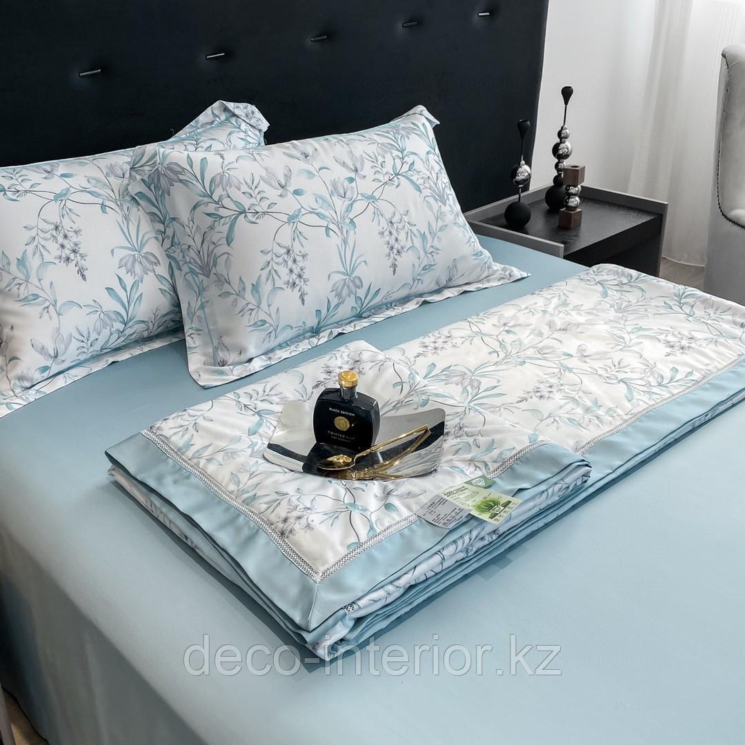 Полуторный комплект постельного белья из тенселя с одеялом и цветочным принтом - фото 4 - id-p108550205