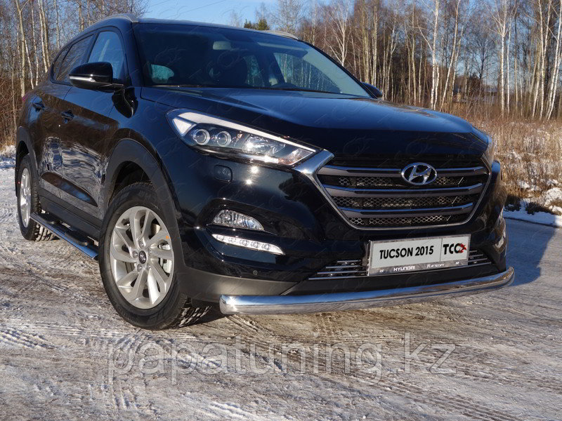Защита передняя нижняя (овальная) 75х42 мм ТСС для Hyundai Tucson 2015-2018