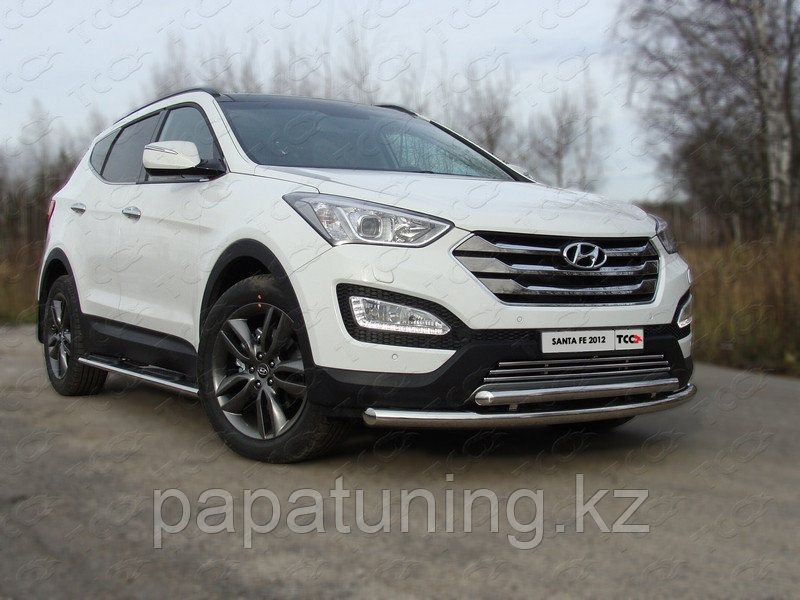 Защита передняя нижняя 60,3/50,8 мм ТСС для Hyundai Santa Fe (DM) 2012-2018