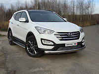 Защита передняя (овальная длинная) 75х42 мм ТСС для Hyundai Santa Fe (DM) 2012-2018