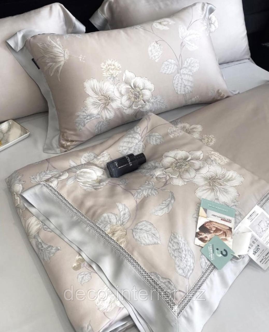 Комплект постельного белья размера King-Size из тенселя с облегченным одеялом и растительным принтом - фото 7 - id-p108553797