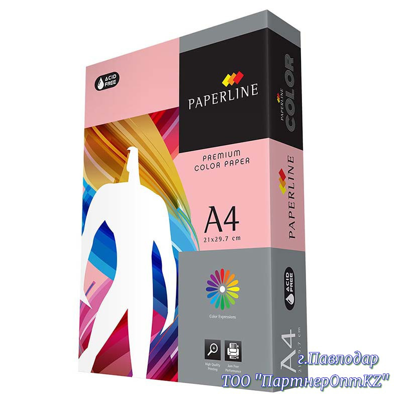 Бумага цветная A4 Р80 500л. 250л. Paperline 170 Розовый (Pink)