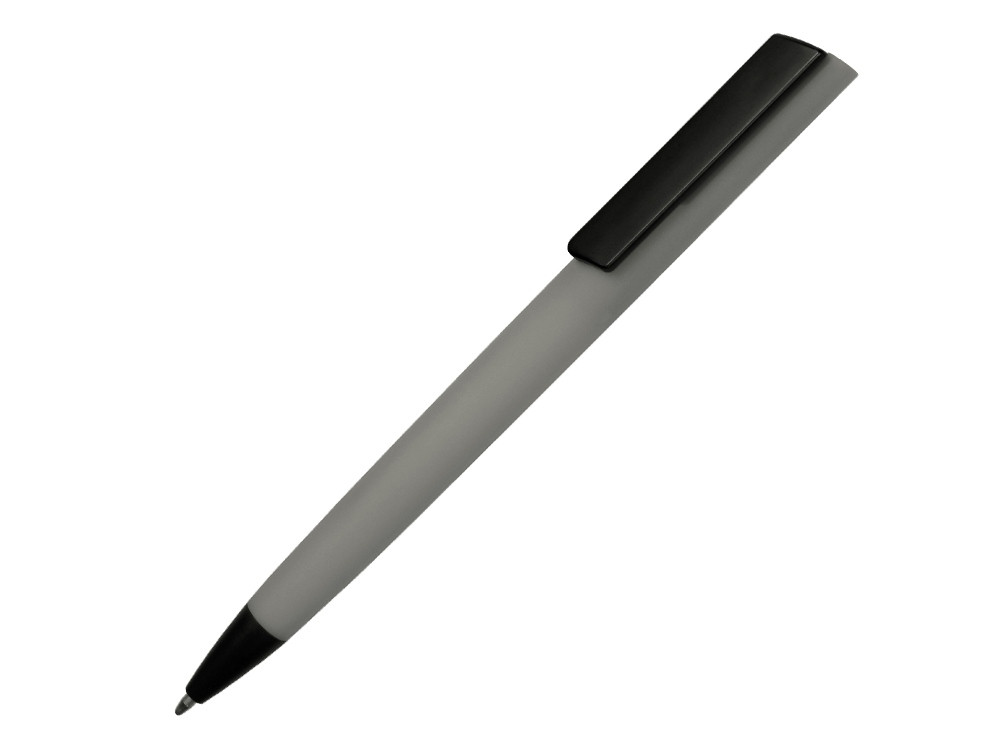 Ручка пластиковая soft-touch шариковая Taper, серый/черный - фото 1 - id-p108554820