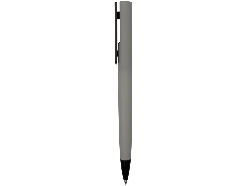 Ручка пластиковая soft-touch шариковая Taper, серый/черный - фото 3 - id-p108554820
