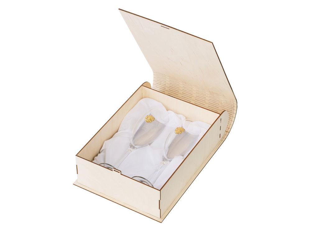 Набор бокалов для шампанского За Россию Chinelli в деревянной коробке - фото 1 - id-p108557843