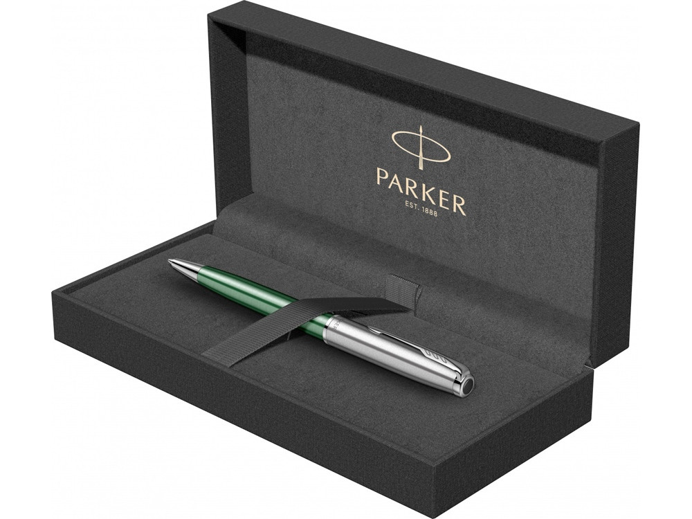 Шариковая ручка Parker Sonnet Essentials Green SB Steel CT, цвет чернил black, перо: M, в подарочной упаковке. - фото 4 - id-p108558930