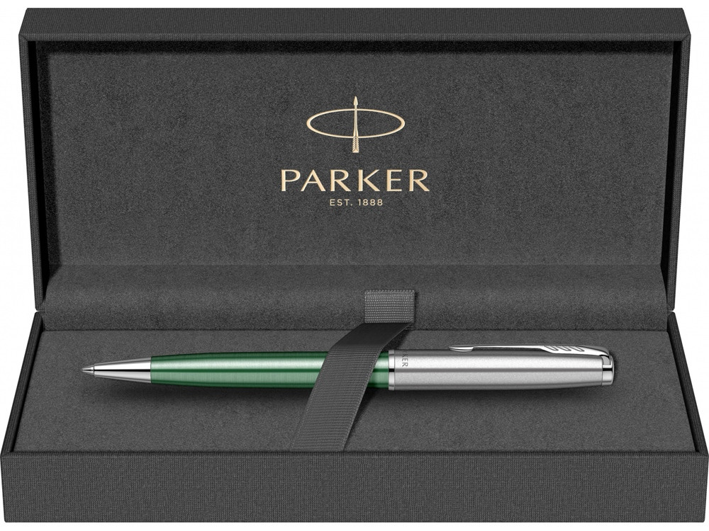 Шариковая ручка Parker Sonnet Essentials Green SB Steel CT, цвет чернил black, перо: M, в подарочной упаковке. - фото 6 - id-p108558930