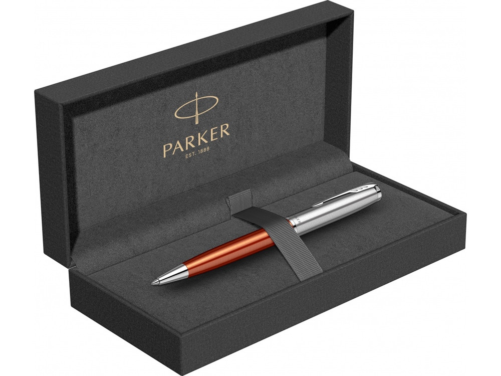 Шариковая ручка Parker Sonnet Essentials Orange SB Steel CT, цвет чернил black, перо: M, в подарочной - фото 6 - id-p108558931