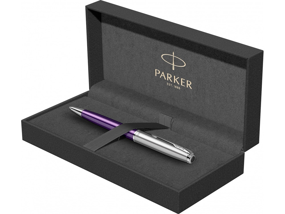Шариковая ручка Parker Sonnet Essentials Violet SB Steel CT, цвет чернил black, перо: M, в подарочной - фото 4 - id-p108558932