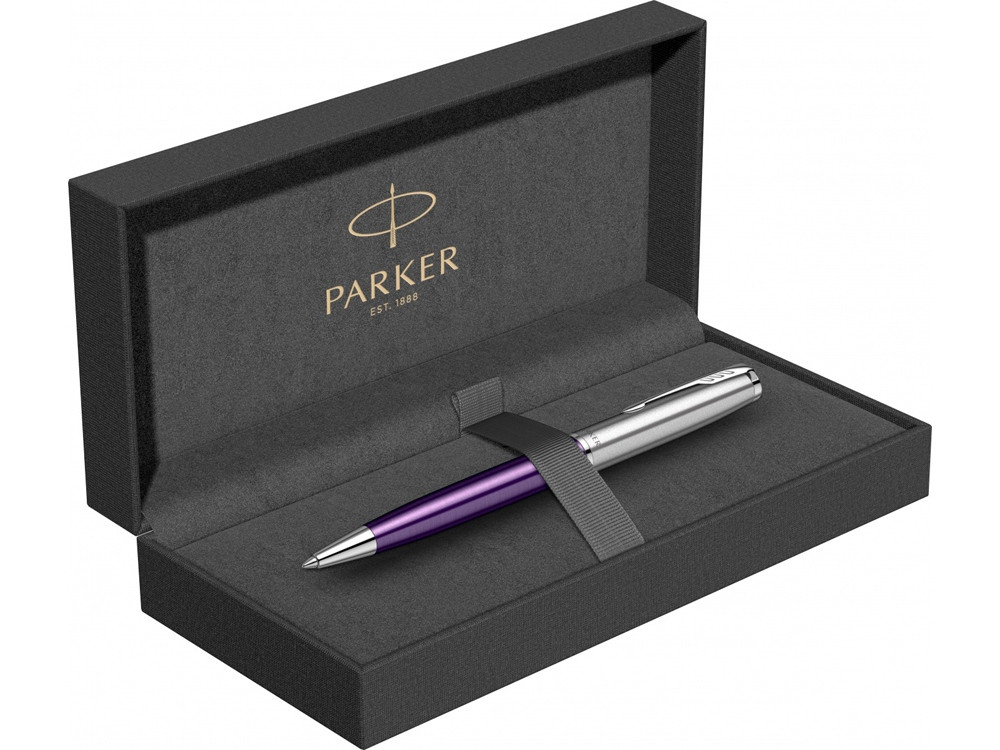 Шариковая ручка Parker Sonnet Essentials Violet SB Steel CT, цвет чернил black, перо: M, в подарочной - фото 5 - id-p108558932