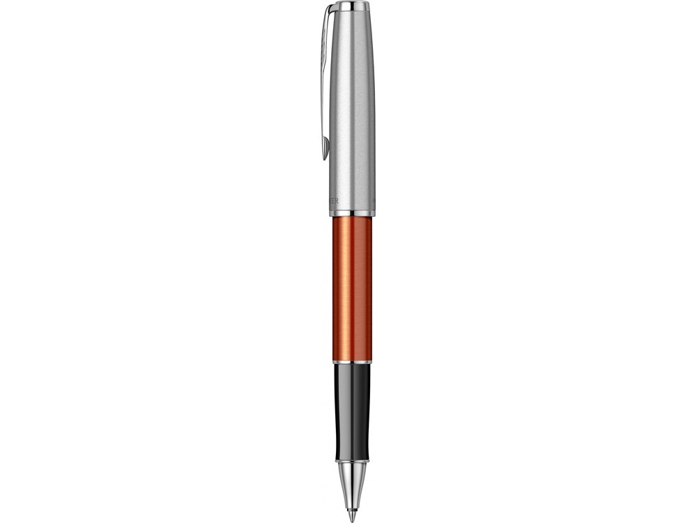 Ручка-роллер Parker Sonnet Essentials Orange SB Steel CT, цвет чернил black,перо: F, в подарочной упаковке. - фото 3 - id-p108558937