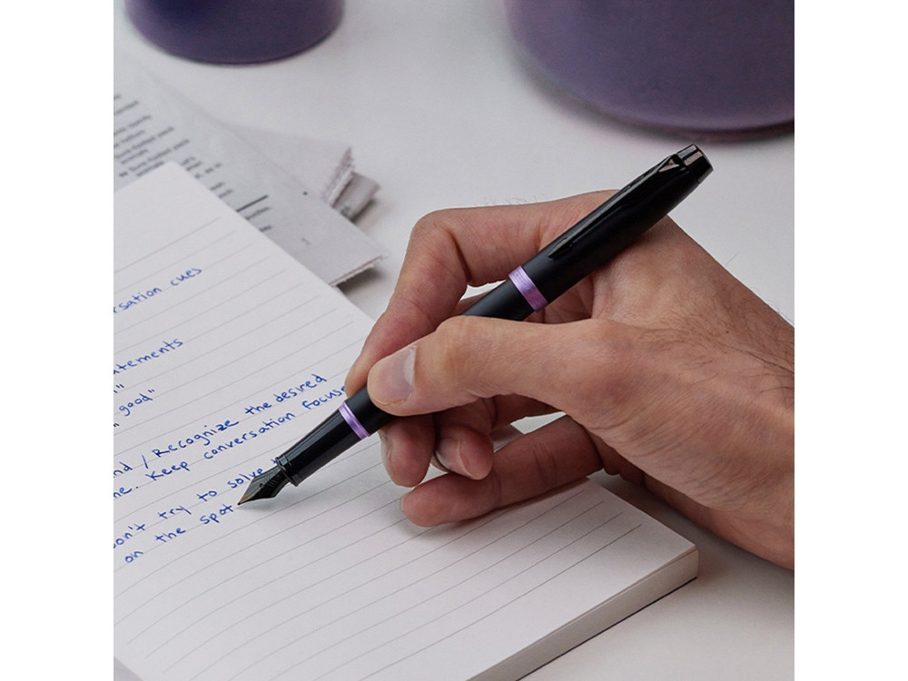 Перьевая ручка Parker IM Vibrant Rings Flame Amethyst Purple, стержень:F, цвет чернил: blue, в подарочной - фото 8 - id-p108558951