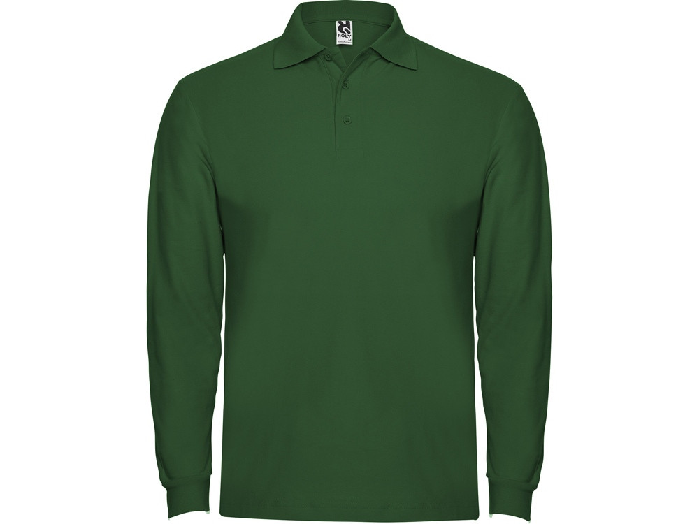 Рубашка поло Estrella мужская с длинным рукавом, бутылочный зеленый - фото 1 - id-p108557491