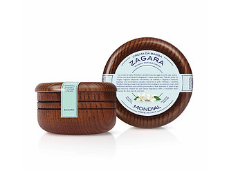 Крем для бритья Mondial ZAGARA с ароматом флёрдоранжа, деревянная чаша, 140 мл