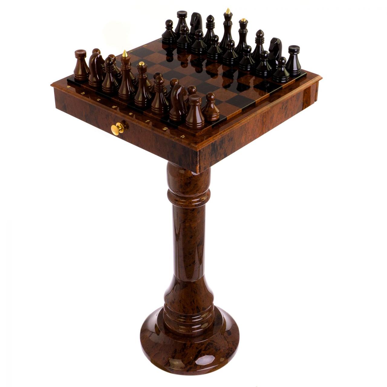 Шахматный стол с фигурами "Классический" камень обсидиан 124914 - фото 2 - id-p108563611