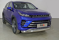 Защита передняя нижняя (овальная) 75х42 мм ТСС для Exeed LX 1.5L Turbo 2WD 2022-