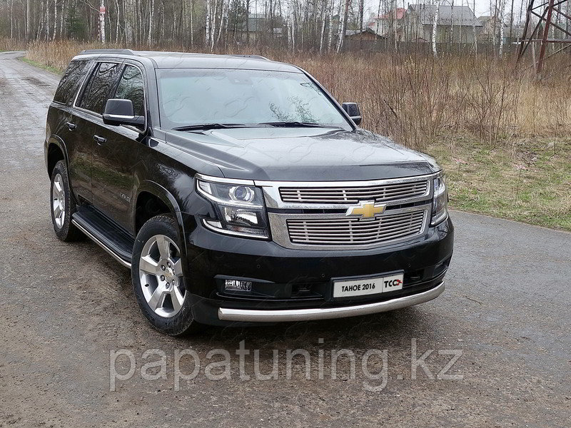 Защита передняя нижняя (овальная) 75х42 мм ТСС для Chevrolet Tahoe 2016-, фото 1