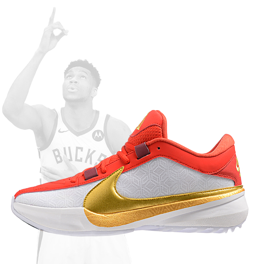 Nike Zoom Freak 5 ( V ) Giannis Antetokounmpo " White- Red " - фото 1 - id-p108564064