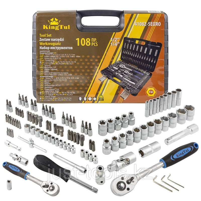 Kingtul Набор инструментов 108пр.1/2'',1/4''(6гр.) KINGTUL KT-41082-5EURO 51580